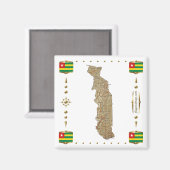 トーゴ地図+フラッグマグネット マグネット (正面/裏面)