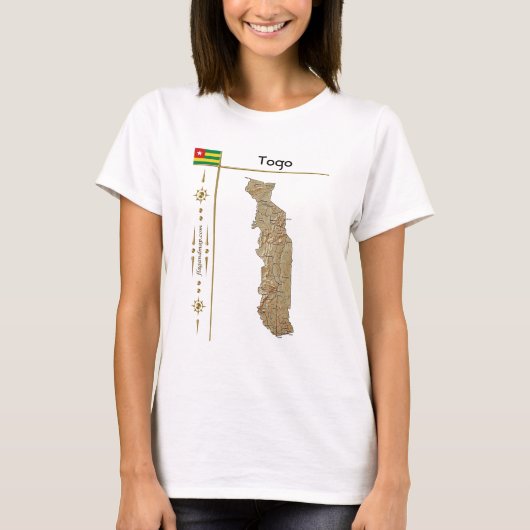 トーゴ地図+旗+タイトルTシャツ Tシャツ (正面)