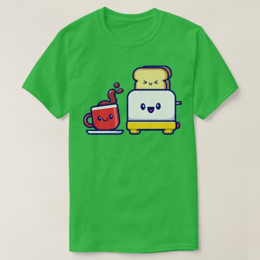 トースターパン付きかわいいコーヒー Tシャツ (デザイン正面)