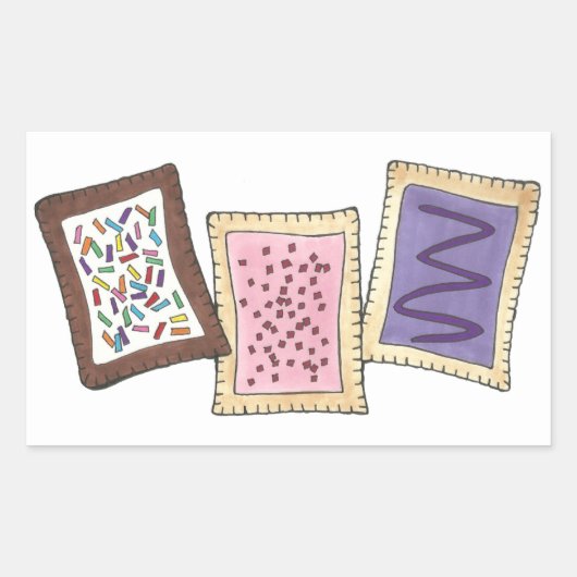 トースターペストリー焼いたグッズ朝食食品 長方形シール (正面)