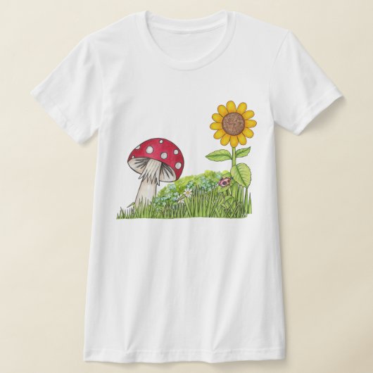 トースツールとヒマワリの女性のTシャツ Tシャツ (レイダウン)