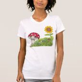 トースツールとヒマワリの女性のTシャツ Tシャツ (正面)