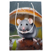 トースツールの下の灰色のマウス ミディアムペーパーバッグ (正面)