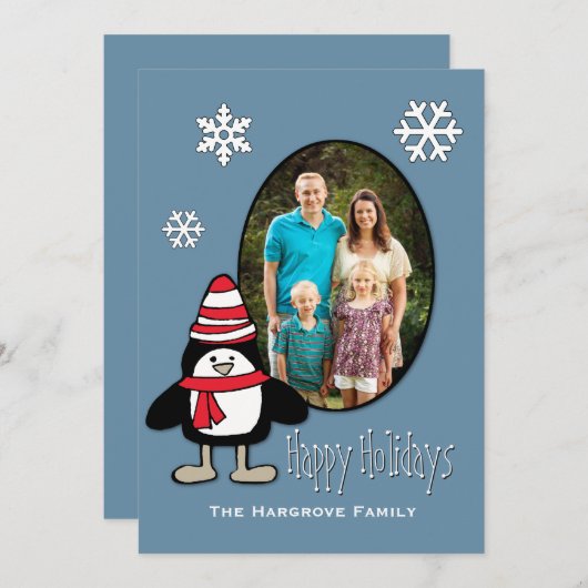 トースティペンギンホリデイフォトグリーティングカード シーズンカード (正面/裏面)