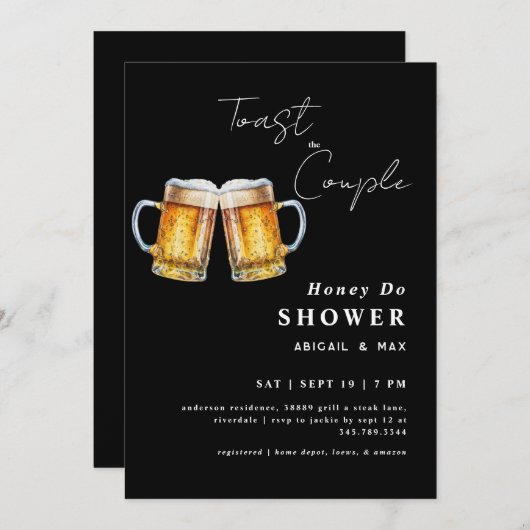 トーストおもしろいザカップルウェディングシャワー 招待状 (正面/裏面)