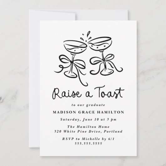 トーストお洒落写真卒業パーティーを開く 招待状 (正面)