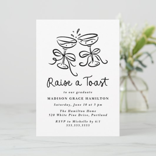 トーストお洒落写真卒業パーティーを開く 招待状 (スタンド正面)