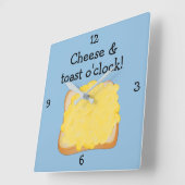 トーストでチーズの時間 – おもしろい料理をテーマにした スクエア壁時計 (傾斜)