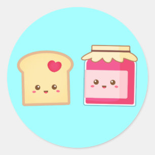トーストといちごジャムのかわいいデコ ラウンドシール
