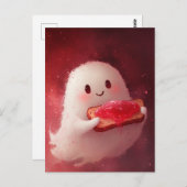 トーストとジャムで愛らしい幽霊 ポストカード (正面/裏面)