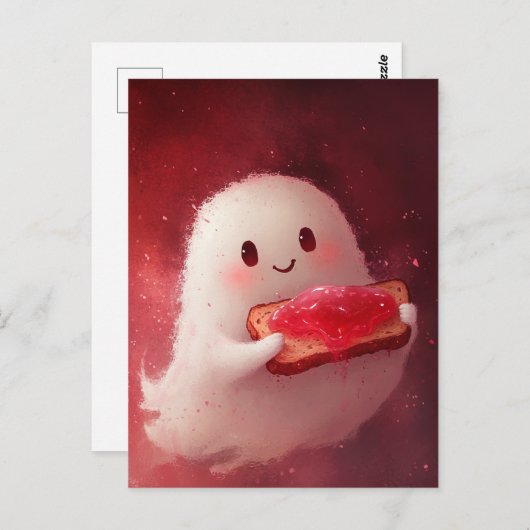 トーストとジャムで愛らしい幽霊 ポストカード (正面/裏面)