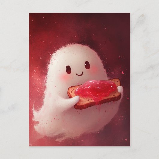 トーストとジャムで愛らしい幽霊 ポストカード (正面)