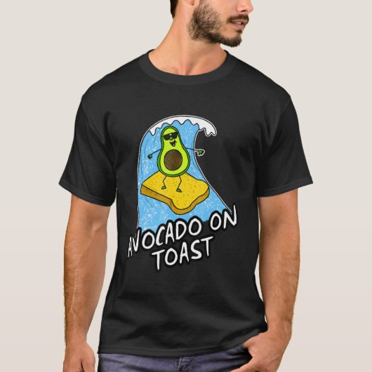 トーストにアボカド サーフィン 健康食 サーファー Tシャツ (正面)
