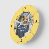 トーストのグリルチーズは自分の写真をフレーム ラウンド壁時計 (傾斜)