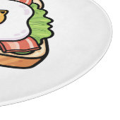 トーストの上のキュートでかわいい猫の目玉焼きイラスト カッティングボード (角)