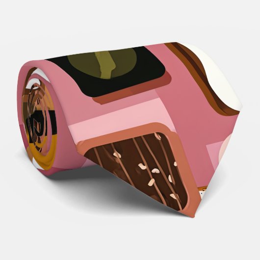 トーストの上の卵 パターンネクタイ - 面白い朝食の食べ物のイラスト ネクタイ (ロール)