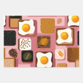トーストの上の卵 パターンネクタイ - 面白い朝食の食べ物のイラスト ラッピングペーパーシート (正面3)
