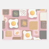 トーストの上の卵 パターンネクタイ - 面白い朝食の食べ物のイラスト ラッピングペーパーシート (正面2)