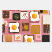 トーストの上の卵 パターンネクタイ - 面白い朝食の食べ物のイラスト ラッピングペーパーシート (正面)