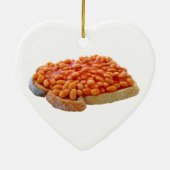 トーストの豆のハートセラミックのクリスマスオーナメント セラミックオーナメント (裏面)
