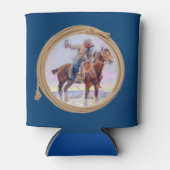 トーストを作る馬のカウボーイ 缶クーラー (正面)