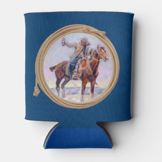 トーストを作る馬のカウボーイ 缶クーラー (正面)