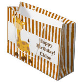 トーストオレンジストライプホワイトカスタム ラージペーパーバッグ (正面アングル)