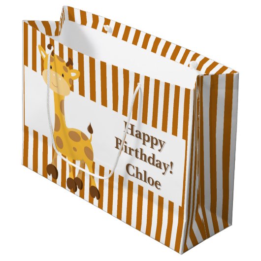 トーストオレンジストライプホワイトカスタム ラージペーパーバッグ (正面アングル)