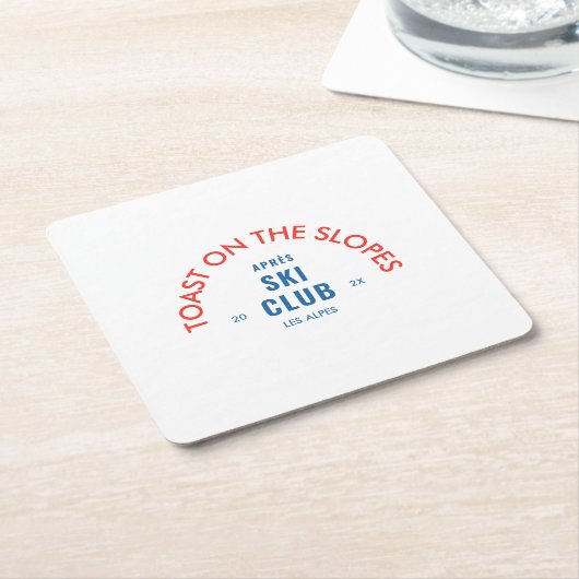 トーストオンザグレープスエールスキークラブレッド&ブルー スクエアペーパーコースター (アングル)