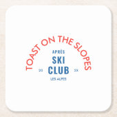 トーストオンザグレープスエールスキークラブレッド&ブルー スクエアペーパーコースター (正面)