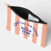 トーストオンザコーストザコーストザビーチクラブピンクストライプ アクセサリーポーチ (見開き)