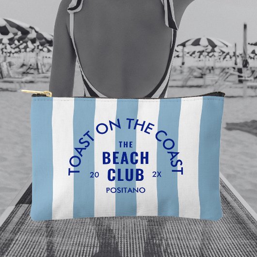 トーストオンザコーストザビーチクラブブルーストライプ アクセサリーポーチ