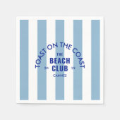 トーストオンザコーストザビーチクラブブルーストライプ スタンダードカクテルナプキン (正面)