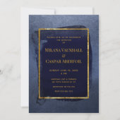 トーストネイビー&深い結婚金ゴールド&パーティー 招待状 (正面)