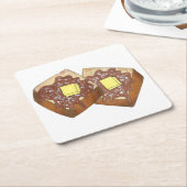 トーストバタフランスのーアンドシロップディナーブレックファーストフード スクエアペーパーコースター (アングル)