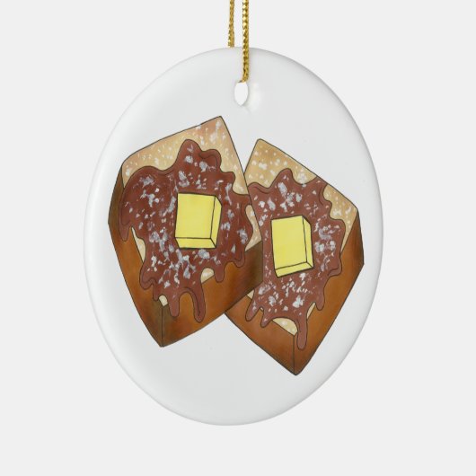 トーストバタフランスのーアンドシロップディナーブレックファーストフード セラミックオーナメント (右)