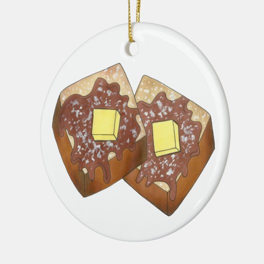 トーストバタフランスのーアンドシロップディナーブレックファーストフード セラミックオーナメント (左)