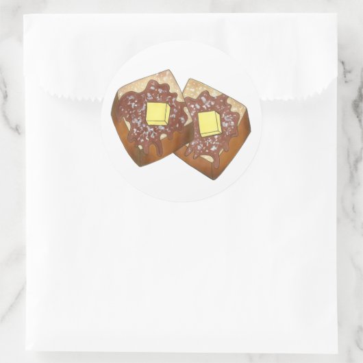 トーストバタフランスのーアンドシロップディナーブレックファーストフード ラウンドシール (バッグ)