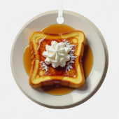 トーストフランスの、粉砂糖、シロップ・クリスマス メタルオーナメント (正面)