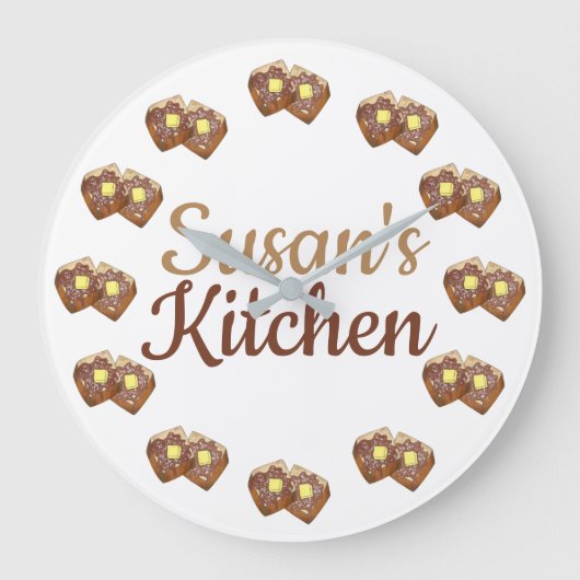 トーストブランチフランスのックブレックファーストノックダイナーキッチン ラージ壁時計 (正面)