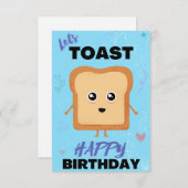トーストブルーハッピーバースデーグリーティングカード サンキューカード (正面/裏面)