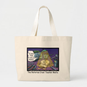 トーストマフィアの面白いオフビート漫画ギフト&Tシャツ ラージトートバッグ