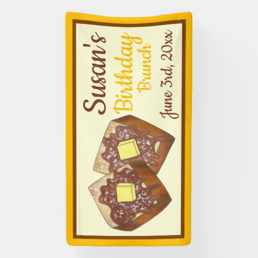 トーストメープルシロップフランスの誕生日ブレックファーストブランチ 横断幕 (縦)