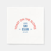 トースト・オン・ザ・スロープス アプレスキークラブ ブルー&レッド スタンダードカクテルナプキン (正面)