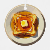 トースト、フランスのバターとシロップ朝食クリスマス メタルオーナメント (正面)