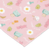 トースト、ベーコン、卵をピンクに添えた可愛い朝食 テーブルクロス (アングル)