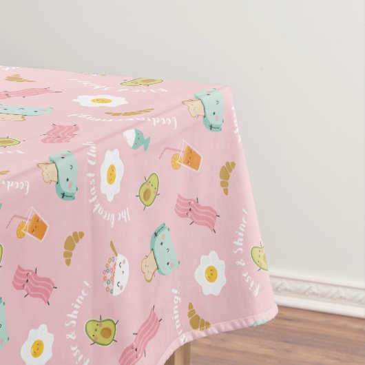 トースト、ベーコン、卵をピンクに添えた可愛い朝食 テーブルクロス (インサイチュ)