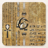トース-ジュティ·エギチアン神-金ゴールドとパール スクエアペーパーコースター (正面)