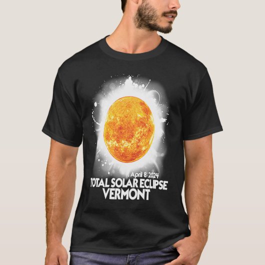 トータリティVERMONT 2024アメリカの太陽の皆既食 Tシャツ (正面)