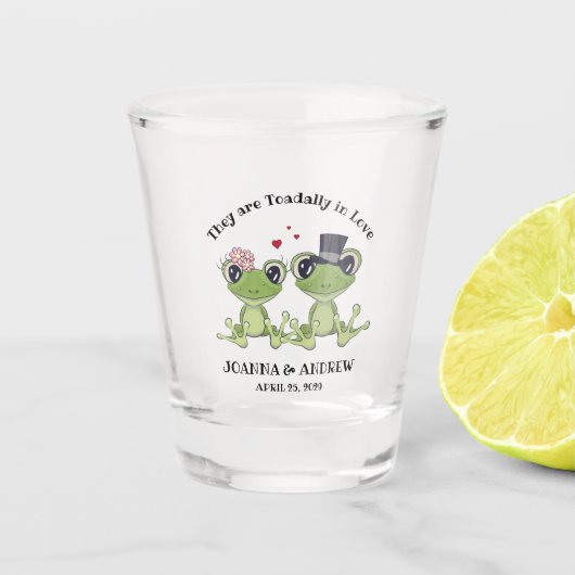 ©トータリーでラブフロッグ素朴結婚カップル ショットグラス (正面)
